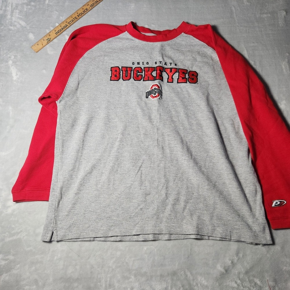 VTG 90's‎ Pro Player Ohio State Buckeyes Men's Long Sleeve Thermal Shirt XL Gray